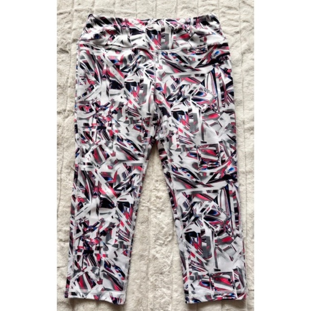 Pro Player Womens Pink Abstract Geometric Capri Athletic Leggings Size Small